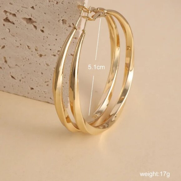 18K Gold Plated Hoop Earrings High Polish Finish Casual Commute Circle - Picture 6 of 6
